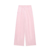 Women's Women's Cotton T-Shirted And Coated High-Waist Broad Leg Trousers Casual