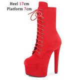 Stripper Sexy Combat Fetish 8 Inch High Heels Platform Ankle Boots Women Winter Gothic Shoes 20CM ArmyGreen Pole Dancing