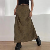 Zingj Retro Floral Print Brown Gauze Dress Women's 2024 Autumn New Thin A-Line