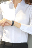 Women Shirt White Shirt Female Long-sleeve Professional Shirt Formal Dress Large Size Work Clothes OL Button Womens