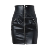 Zingj Winter New Women's Fashion Sexy PU Leather Short Skirt Female Slim Hip Zipper