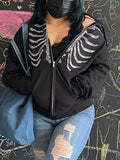 hoodie with zipper and rhinestone