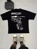 Men's T-Shirt Y2K Short-Sleeved Men's Former Dormitory Hip-Hop Loose Letter Printing Handsome Fried Street Round Collar Cotton Oversized