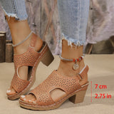 Sandals Women Large-Size Cool Slippers Thick-Soled Fish-Mouthed Sandals Women Hollow Buckle Fashion Roman Sandals