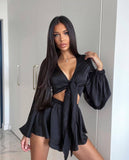 New Paired With Sexy French Long-Sleeved Top Short