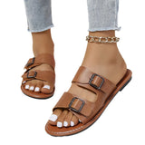 Zingj Size Clasp Flat-Soled Slippers Women's Open-Toed Retro Sandy Beach