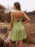 Dress Summer Linen Solid Color Dress Stylish Sleeveless O-neck Tanks Dress for Ladies Sundress Mid-length Holiday