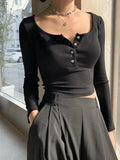 Button Up Long Sleeve Crop Top- Outfit
