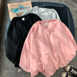 Korean New Women Basic O Neck Sweatshirt Spring Oversized Solid 12 Colors Hoodies 2022 Girls Casual Harajuku