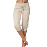 Women's Seven-Cent Pants, Leisure, Slim, High-Waisted Rope Pocket, Sports Pants, Fitness Training, Running Casual