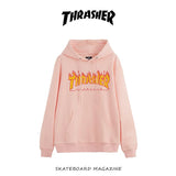 Fall New American Version Of Classic Flame Hooded Hoodie Men's Round Collar Loose Couple Hooded Jacket Ins