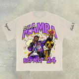 Men's T-Shirt 2024 Basketball Shirt Sports Style Short-Sleeved Cotton Print Loose T-Shirt Street Hip-Hop Blouse Short