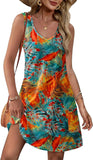 Summer Beach Loose V-Neck Sleeveless Pocket Dress