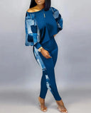 Independent Station Popular Style New Fashion Printing 2-Piece Suit Women's