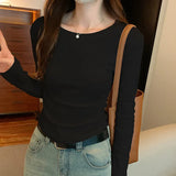 And Winter Square Collar Irregular Slim Bottomed Shirt Women Wear Spicy Girls Short Style Thin Waist Long Sleeved T-Shirt