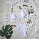 Zingj New Swimsuit Crystal Diamond Swimming Suit Sexy Swimsuit Metal Accessories