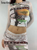 Women Autumn Winter Long Sleeve Printed T Shirt Pencil Skirt Two Piece Set Suit Outfit 2021 Fall Clothes Wholesale