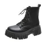 Zingj Laced Martin Boots 2024 Autumn And Winter New Korean Leather Boots Comfortable Soft Soles For Women's Middle