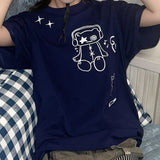 Aesthetic Summer Fairy Grunge T-shirts Women Harajuku Short Sleeve Loose Tops 2024 Cartoon Print Japanese Casual