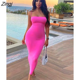 Women Casual Summer Spaghetti Strap Bodycon Dress Fashion Solid Color Sleeveless Backless Slim Fit Sling Long