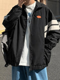 Men's Contrast Striped Zip Up Jacket-Outfit