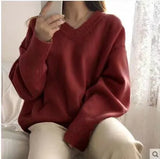 Zingj Lazy Wind V-Neck Sweater Women Look Loose And Thin, Wearing Knitted Bottomed Sweaters