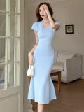 Zingj Real Shot Of A French Vintage Dress, A Woman With A High Sense Of Slimming In Summer, Showing A Thin Temperament, A Sexy Hip-Wrapped Fishtail Knitted