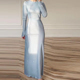Zingj Zingj Fall 2023 New Round Collar Floral Long Sleeve Belt Shows Thin Hip Dress 211-1-Outfit