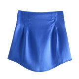 Pure Color Simple Silk Satin Sensitive Mini Skirt In