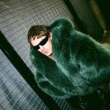 Neon Faux Fur Hooded Coat- Outfit
