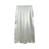 New Satin Champagne Medium-Long Fashionable Half