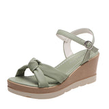 Zingj Summer New Slope Heel Sandals Women's Thick Soles Rise With Buckle Loose Pastry Soles And High
