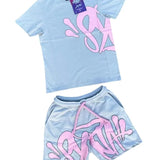 Aesthetics Male Gothic 2-Piece Hip-Hop Alphabet Print 0-Collar T-Shirt + Rope Wide Legs And