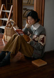Reindeer Print Knitted Cardigan- Outfit