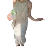 Zingj Gentle Wind Sanya Seaside Halter Dress Korean Version Elegant Thin Beach Pleated Dress Foreign