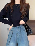 Zingj One-Word Collared Sweater For Women In Autumn And Winter, A Solid Color Casual Sweater, A Small Foreign