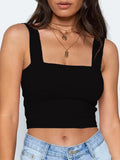 Neck Sleeveless Summer Crop Top White Women Black Casual Basic T Shirt Off Shoulder Cami Sexy Backless Tank