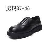 Zingj Plus Size Leather Shoes 45 Korean Version Black Tide Shoes 46 Thick Platform Low Top Cake Business Leather Shoes
