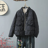 Hot Style Light And Short Down Jacket Female 2024 New Small Standing Collar Small Fragrant Wind White Duck Down Warm Coat Tide-Outfit
