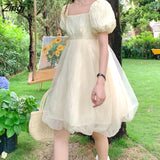 Sweet Princess Dress Women Casual Korean Mesh Party Mini Dress Female Summer Elegant Princess Kawaii Y2k Dress 2021
