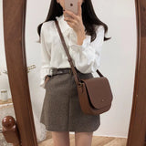 Shirts Women Solid Peter Pan Collar Flare Sleeve Elegant Sweet Harajuku Students Womens All-match OL Fashion Chic