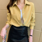 Blue Fold Wear Shirt Women's Spring New Vintage French Top Design Sense Small Loose Hair Shirt Coat-Outfit