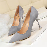 Zingj Korean Version Fashion Sexy Pedicure Show Thin High Heels Women's Shoes Thin Heel High Heel Suede Shallow Pointed Single