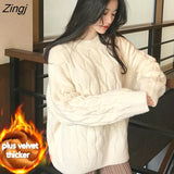 Women Popular Thick Solid 2020 New Fashion Fall Warm Loose Lady Clothes Kawaii Female Aesthetic Blue Casual