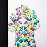 Spring Flower Printed Poplin Shirt Dress