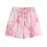 Piece Set For Women Matching Sets 2022 Tie Dye Print Casual Summer Sets V Neck Crop Top And Elastic High Waist Shorts