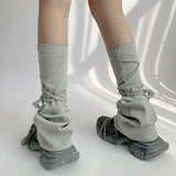 Women Y2k Socks Japanese Lolita Sweet Girl Leg Warmer Knit Sock Bandage Solid Knitted Foot Cover Cosplay Punk Autumn
