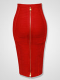Colors XL XXL Sexy Solid Zipper Orange Blue Black Red White Pink Bandage Skirt Women Elastic Bodycon Summer Pencil Skirt 58cm 211-0-Outfit