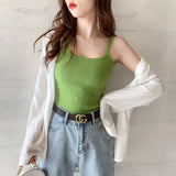 Zingj Knitted Waistband Vest For Women Wearing Summer Suits And Underwear Online Celebrity Sexy Top