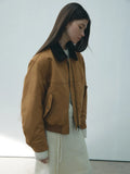 [Daihe] Winter New Casual Lapel Suede Versatile Color Wool Collar Cotton Jacket Coat Female H7859-Outfit